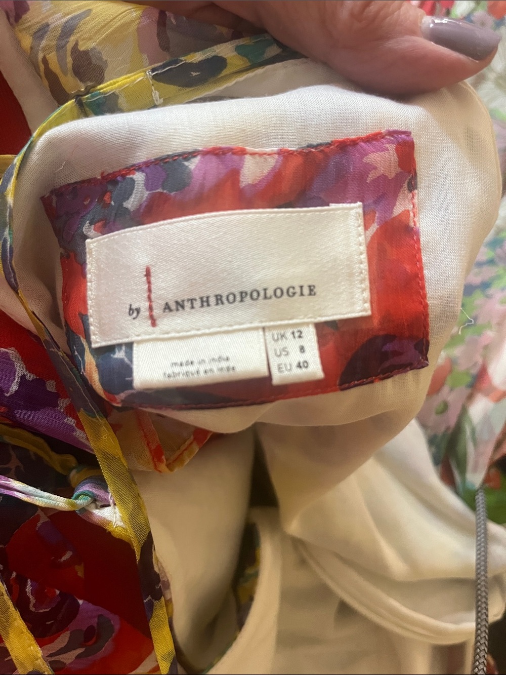 ANTHROPOLOGIE Floral V-Neck Spaghetti-Strap Maxi Dress - Multicolor Size 8 - Picture 5 of 5